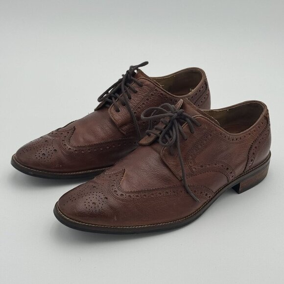 COLE HAAN Mens 9.5 Grand.OS Wingtip Oxford Leather Dress Shoes Brown C12362 main image 3